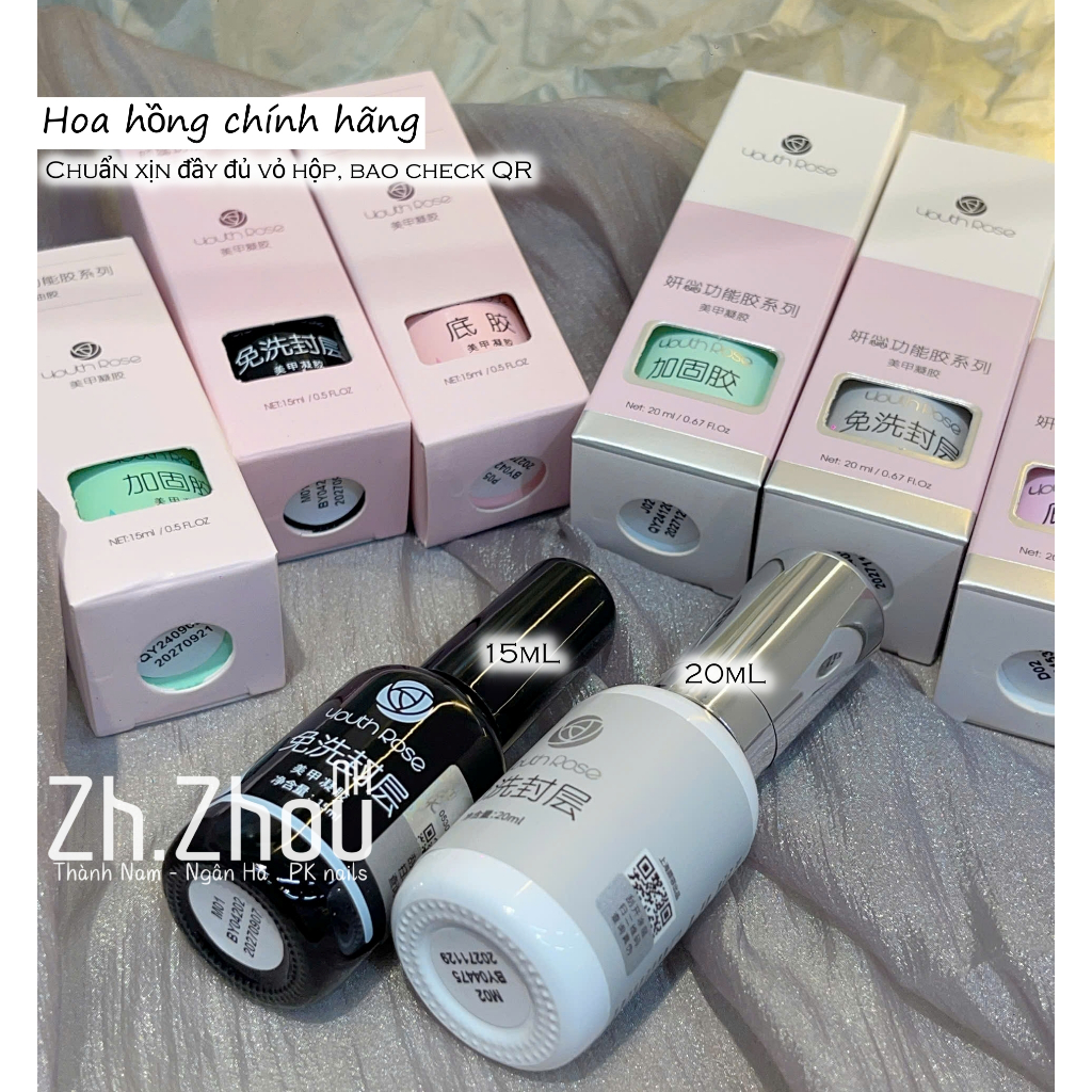 BASE , TOP , CỨNG MÓNG 20ML  Hoa Hồng, base top hoa hồng 20ml ( Sơn Bóng , Sơn Lót , Sơn Gia Cường )