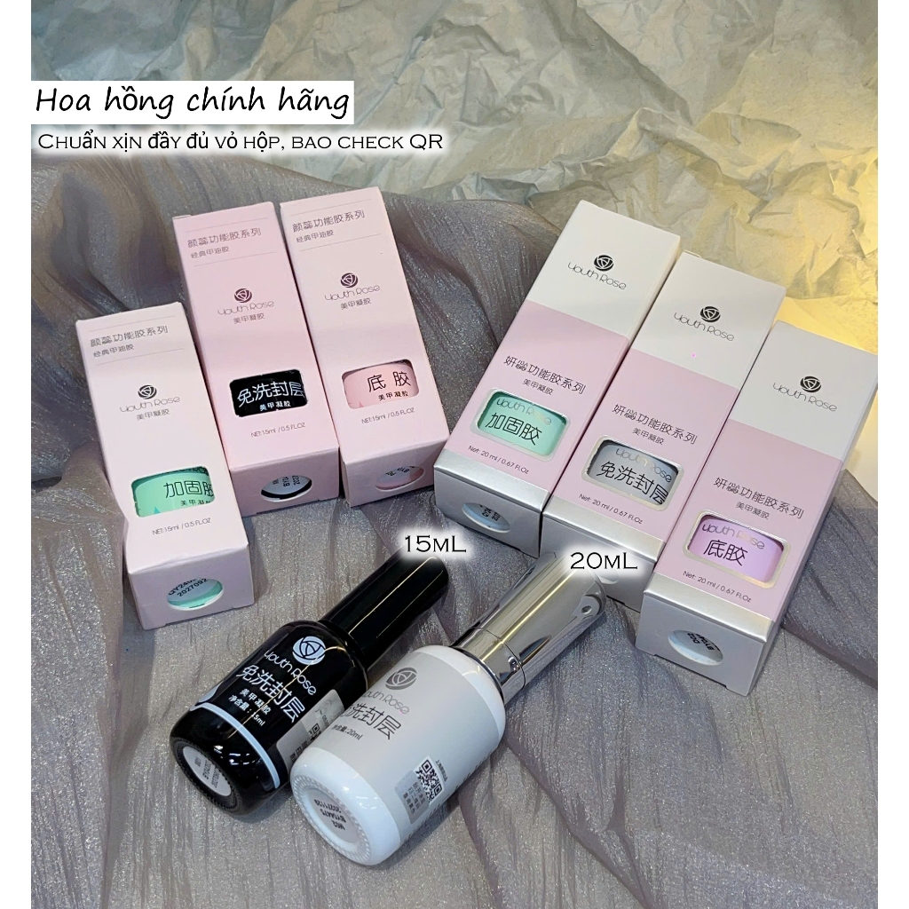 BASE , TOP , CỨNG MÓNG 20ML  Hoa Hồng, base top hoa hồng 20ml ( Sơn Bóng , Sơn Lót , Sơn Gia Cường )