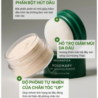 Phấn Gội Khô Hương Thảo Aromatica Rosemary Dry Shampoo Power 10g