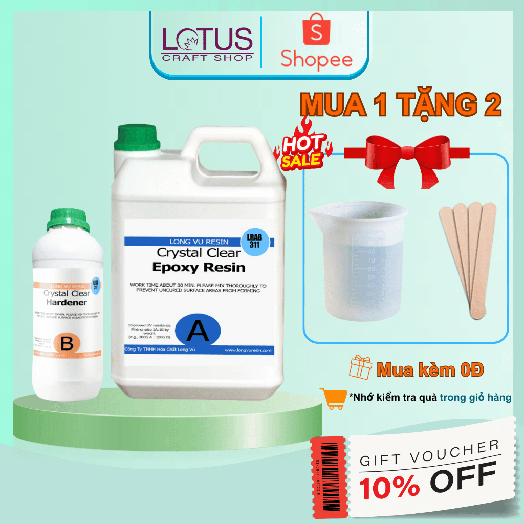 Keo Epoxy Resin Đổ Khối Dày Trong Suốt Chuyên Đổ Đèn Ngủ, Đèn Hoa Cưới ...