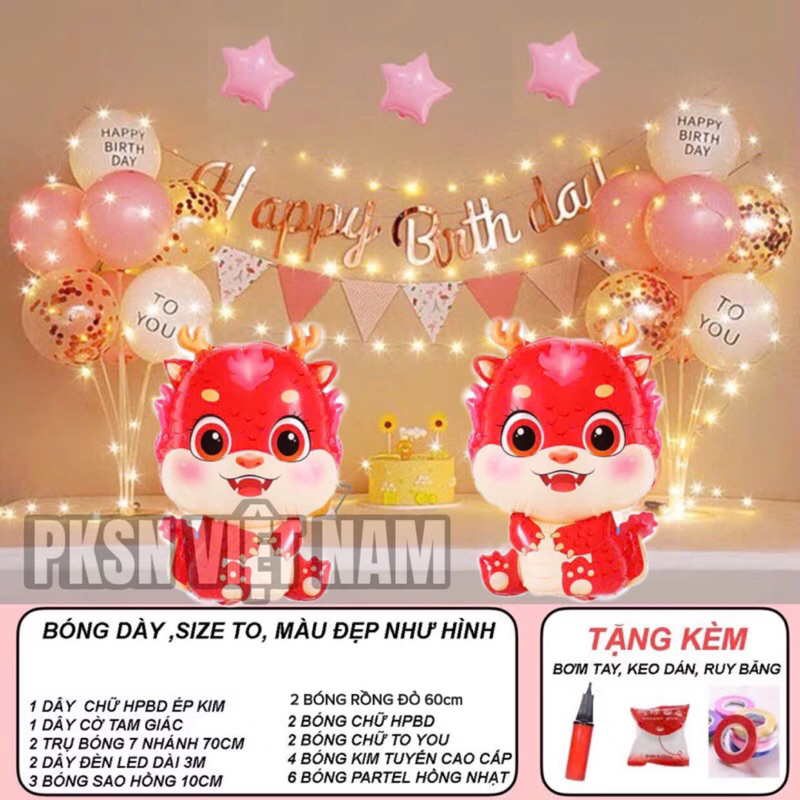 Combo Rồng Vàng, Phụ kiện Sinh nhật ( Tặng bơm, keo, dây ruy băng)