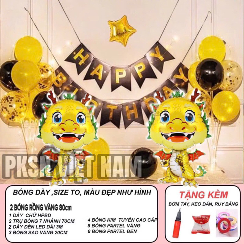 Combo Bóng Rồng cho bé Trai và Gái 1 tuổi ( Tặng Bơm, Keo, Dây ruy băng)