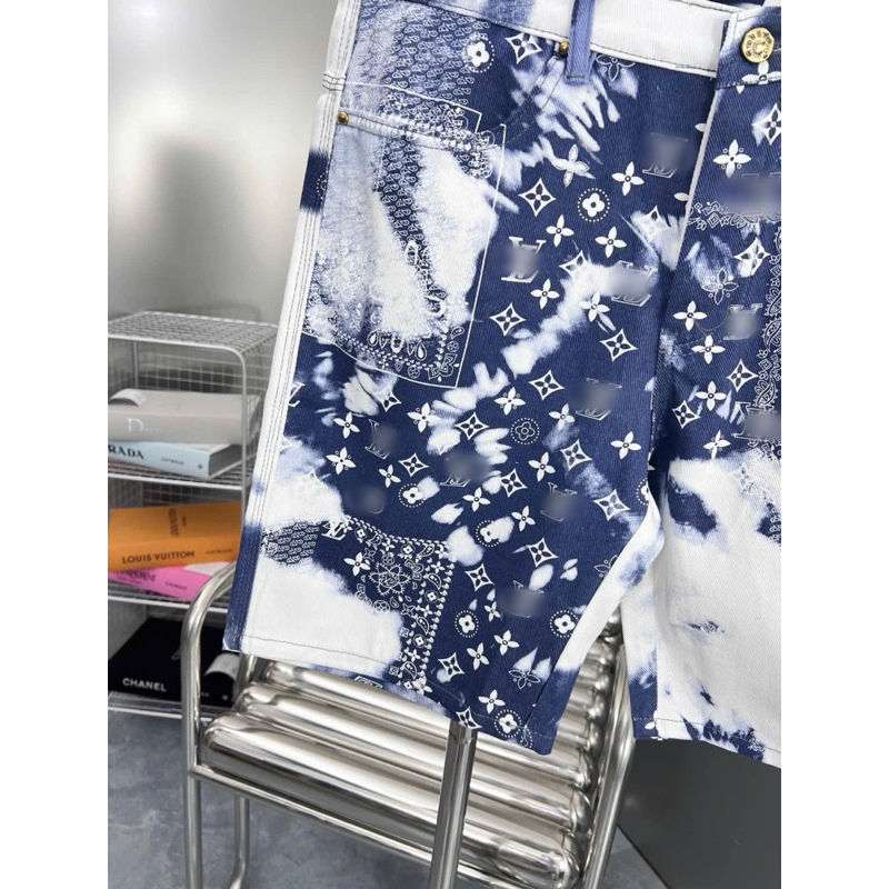 ⚡️[Hight Quality] Quần Shorts Denim 1-\/ Monogram Bandana Ready To Wear - Điểm Nhấn Mây Trời Xanh Cao Cấp Street Wear