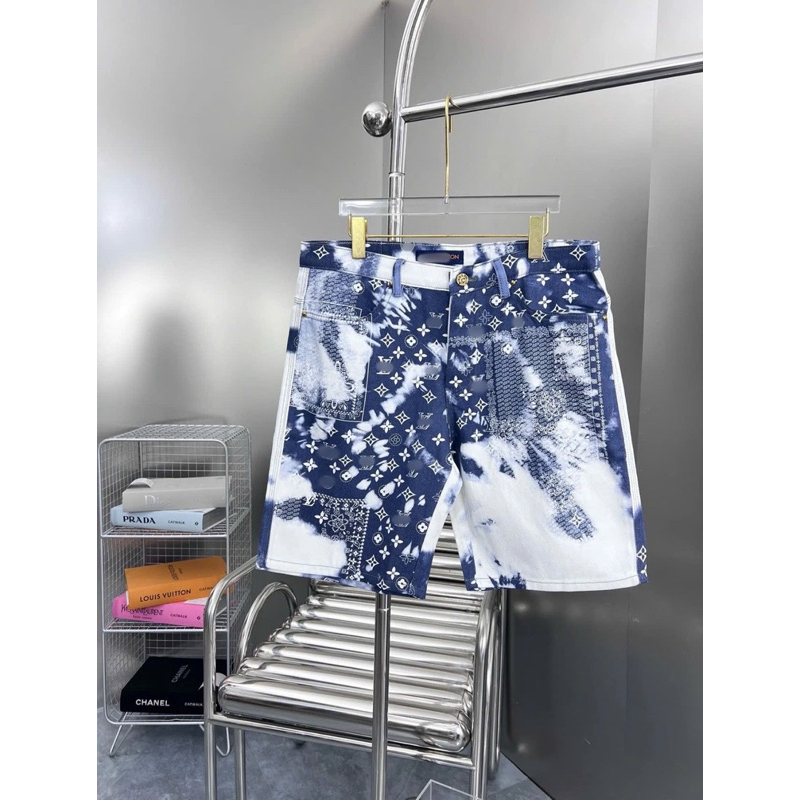 ⚡️[Hight Quality] Quần Shorts Denim 1-\/ Monogram Bandana Ready To Wear - Điểm Nhấn Mây Trời Xanh Cao Cấp Street Wear