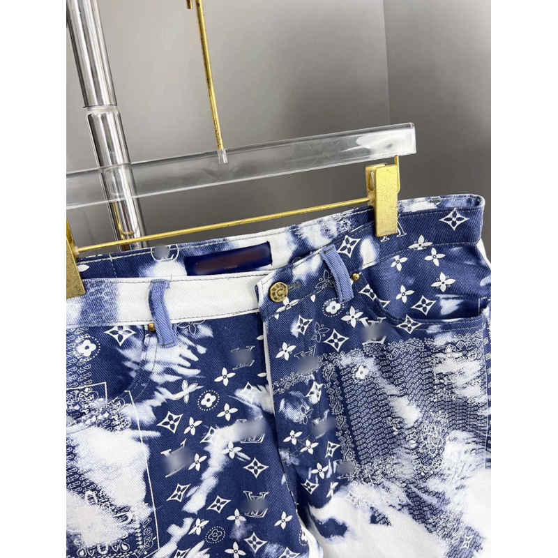 ⚡️[Hight Quality] Quần Shorts Denim 1-\/ Monogram Bandana Ready To Wear - Điểm Nhấn Mây Trời Xanh Cao Cấp Street Wear
