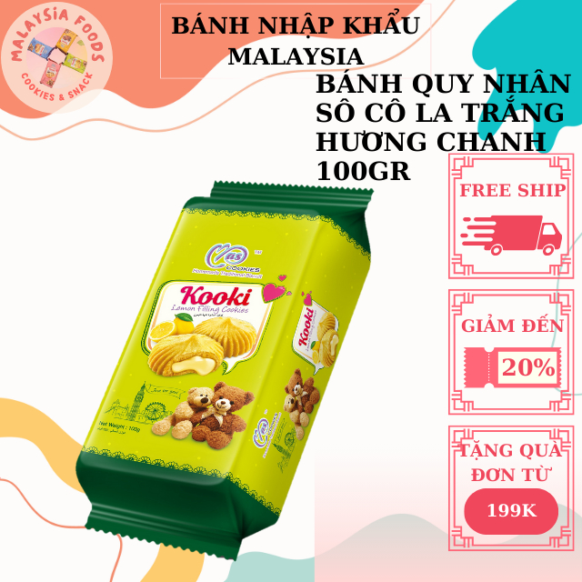 Bánh Quy Nhân Kem Trắng Vị Chanh Gói 100gr,Mas Kooki, Bánh ăn vặt, thơm ...