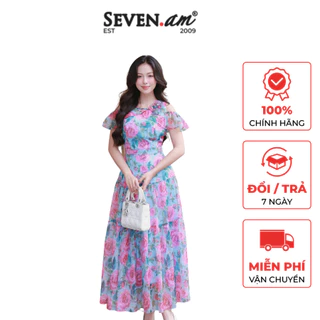Đầm maxi hoạ tiết hoa hồng thời trang nữ Seven.AM H633610I