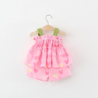 Đồ bộ bé gái dự tiệc sinh nhật hoa tullip 8-15kg bộ bé gái hai dây phong cách Hàn D1107