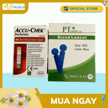 [ KHUYẾN MÃI] Que thử đường huyết Accu-Chek Performa (50 que) Tặng Kim Lấy Máu PT 30G