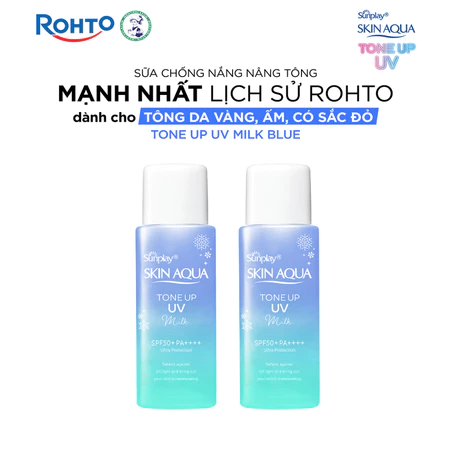 Combo 2 Sữa chống nắng nâng tông cho da vàng, có sắc đỏ Sunplay Skin Aqua Tone Up UV Milk Blue SPF 50+ PA++++ 50g