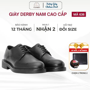Giày Derby Trơn Giày Tây Nam Da Bò Cao Cấp Mũi Tròn Thời Trang Sang Trọng Thiết Kế Da Lì Đế Cao Đường Khâu Chắc Chắn