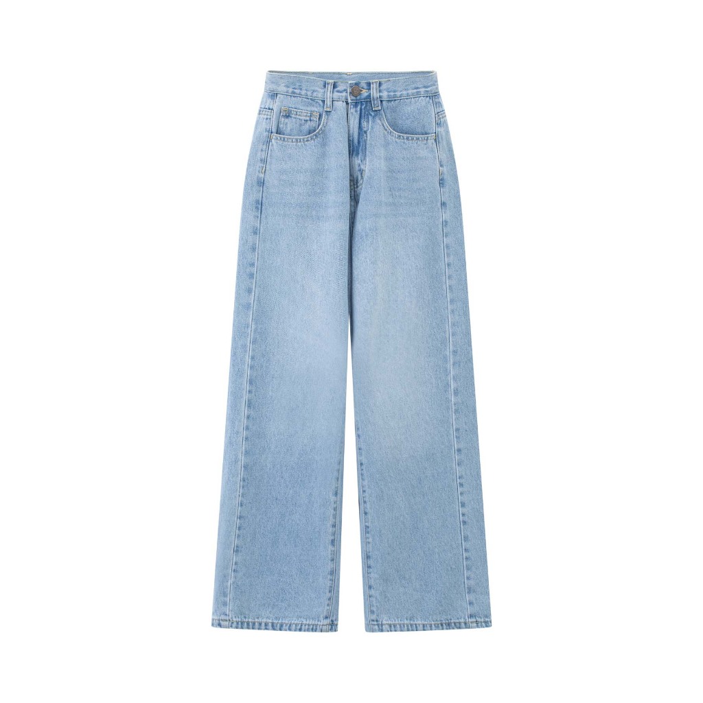 Ảnh Quần Jeans Nữ BOO Dáng Wide-leg Thêu Logo Essential 1