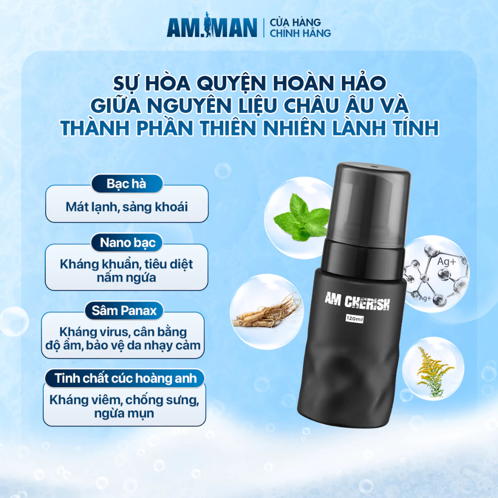 Bọt Vệ Sinh Nam Giới AM MAN 120ml Tinh Chất Tự Nhiên,Hương Nước Hoa Cao Cấp Kháng Khuẩn Khử Mùi Hôi,Ngăn Ngừa Viêm Nhiễm