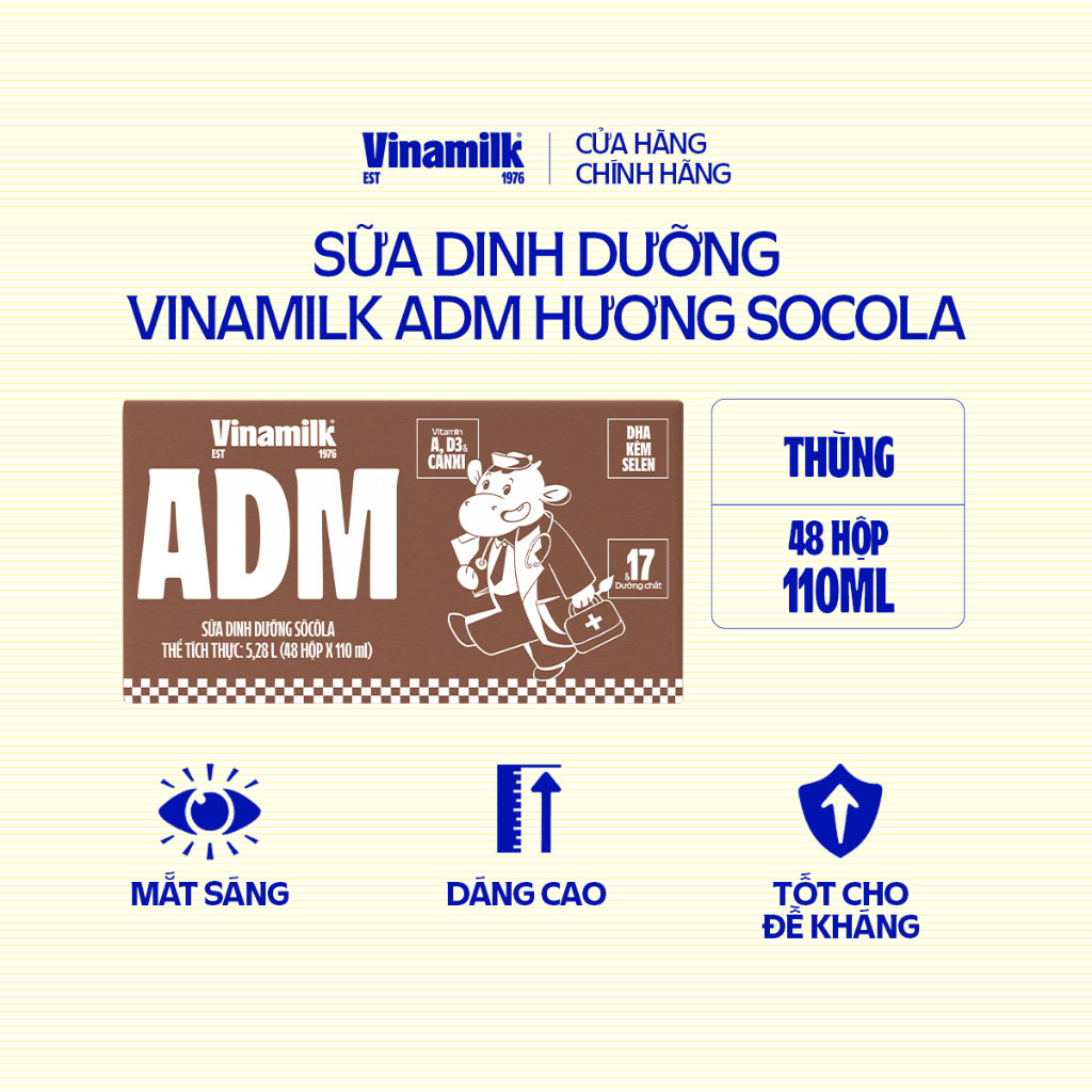 Ảnh Sữa dinh dưỡng Socola Vinamilk ADM - Thùng 48 hộp 110ml 1