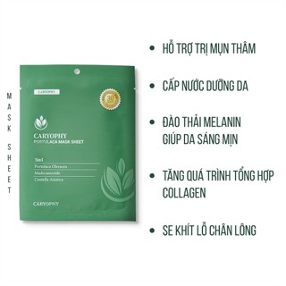 Mặt nạ Caryophy Portulaca Mask Sheet giảm mụn, giảm thâm (hộp 10 miếng)