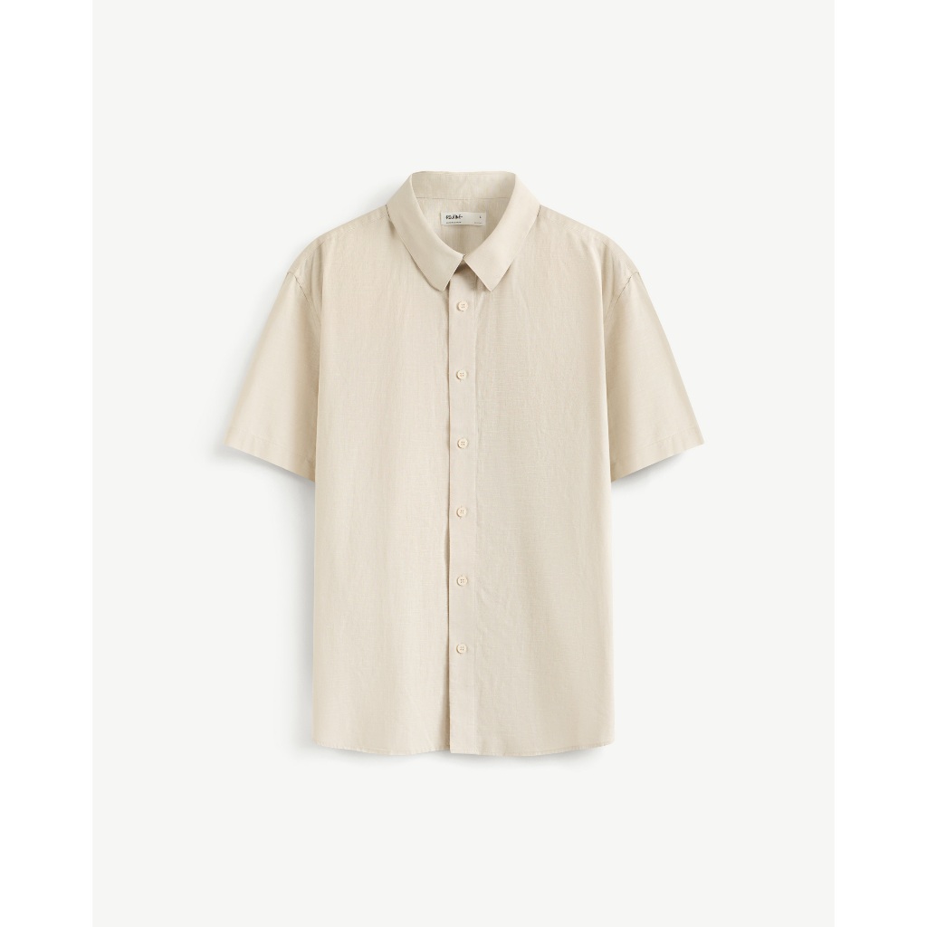 Ảnh Áo Sơ Mi Nam Tay Ngắn Trơn Vải Cotton Linen Form Regular - Routine 10S25SHS004 2
