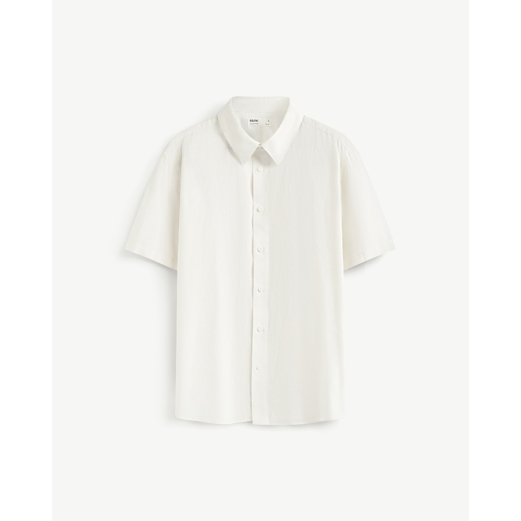 Ảnh Áo Sơ Mi Nam Tay Ngắn Trơn Vải Cotton Linen Form Regular - Routine 10S25SHS004 4