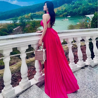 Maxi lụa dập ly xẻ đùi (ẢNH KHÁCH FEEDBACK)