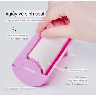 Cuộn băng dính vệ sinh con dấu silicon siêu sạch - cuộn 60 tờ có hộp đậy chống bám bụi