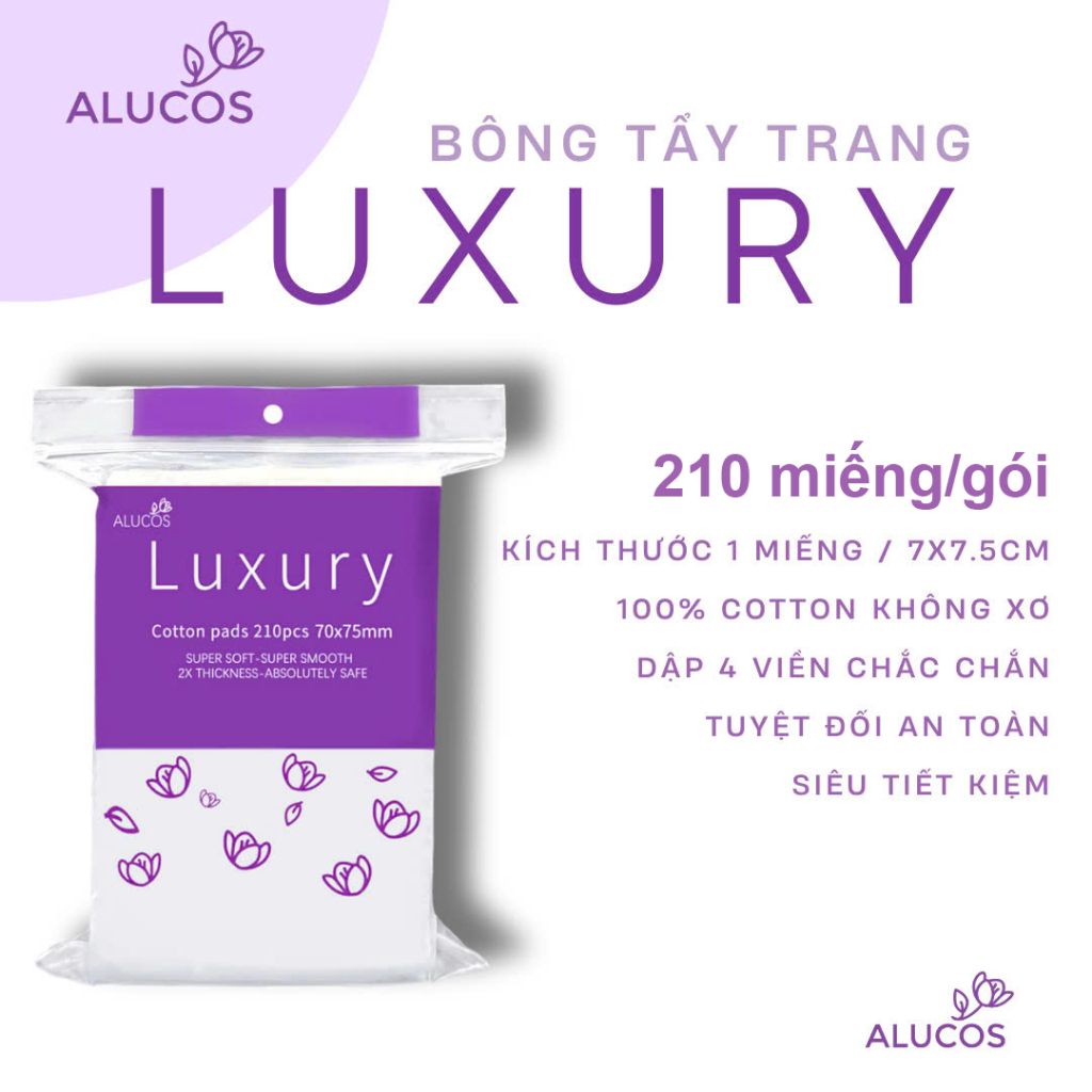 BÔNG TẨY TRANG ALUCOS 150 miếng Luxury 210 miếng 222 miếng Size To Đại