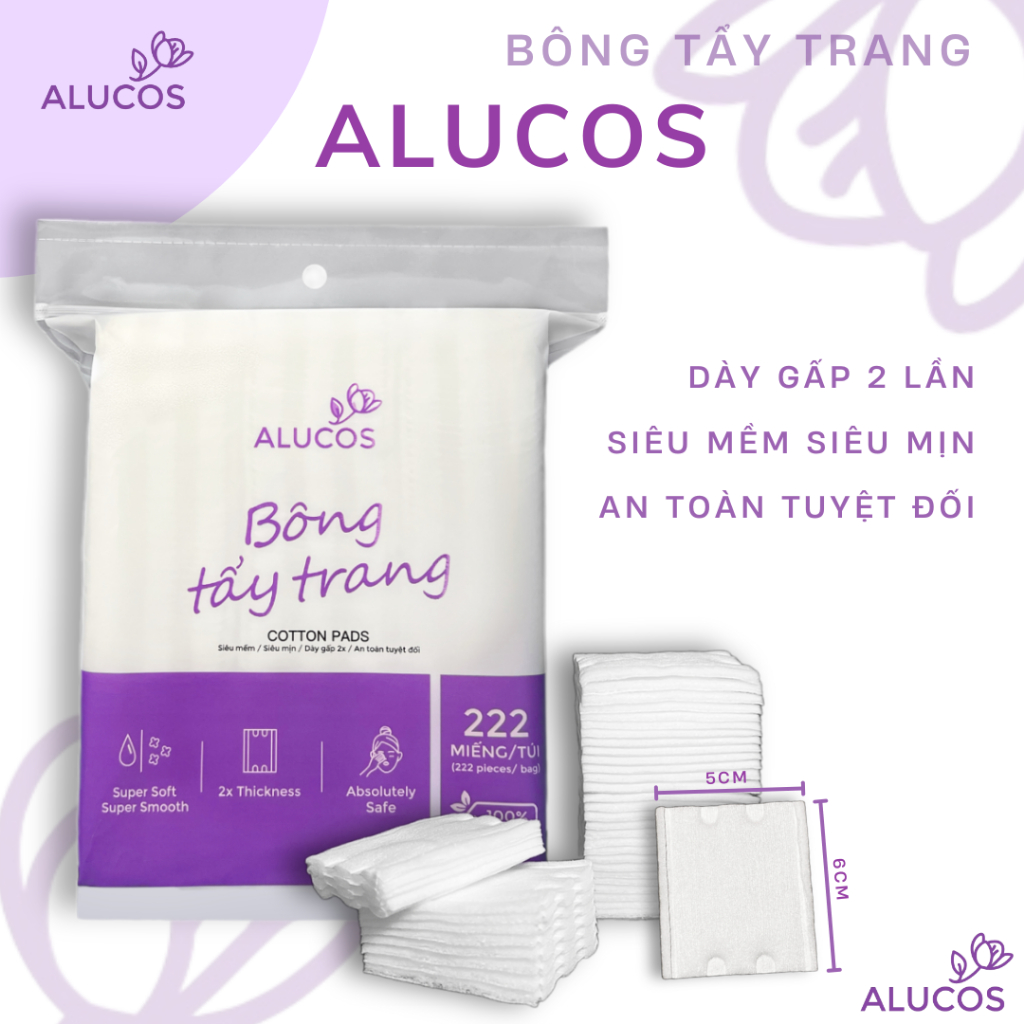 BÔNG TẨY TRANG ALUCOS 150 miếng Luxury 210 miếng 222 miếng Size To Đại