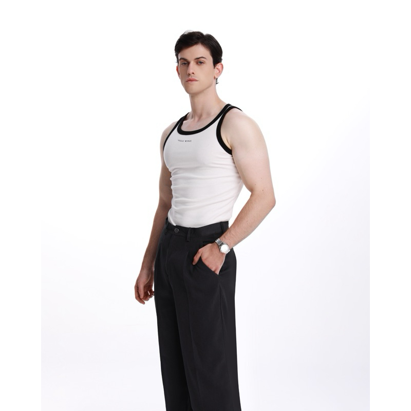 Áo ba lỗ nam thêu chữ VILLA WINGS – Áo tanktop ôm body viền bo co giãn mát mẻ, mặc đi chơi, đi tập, outfit hè
