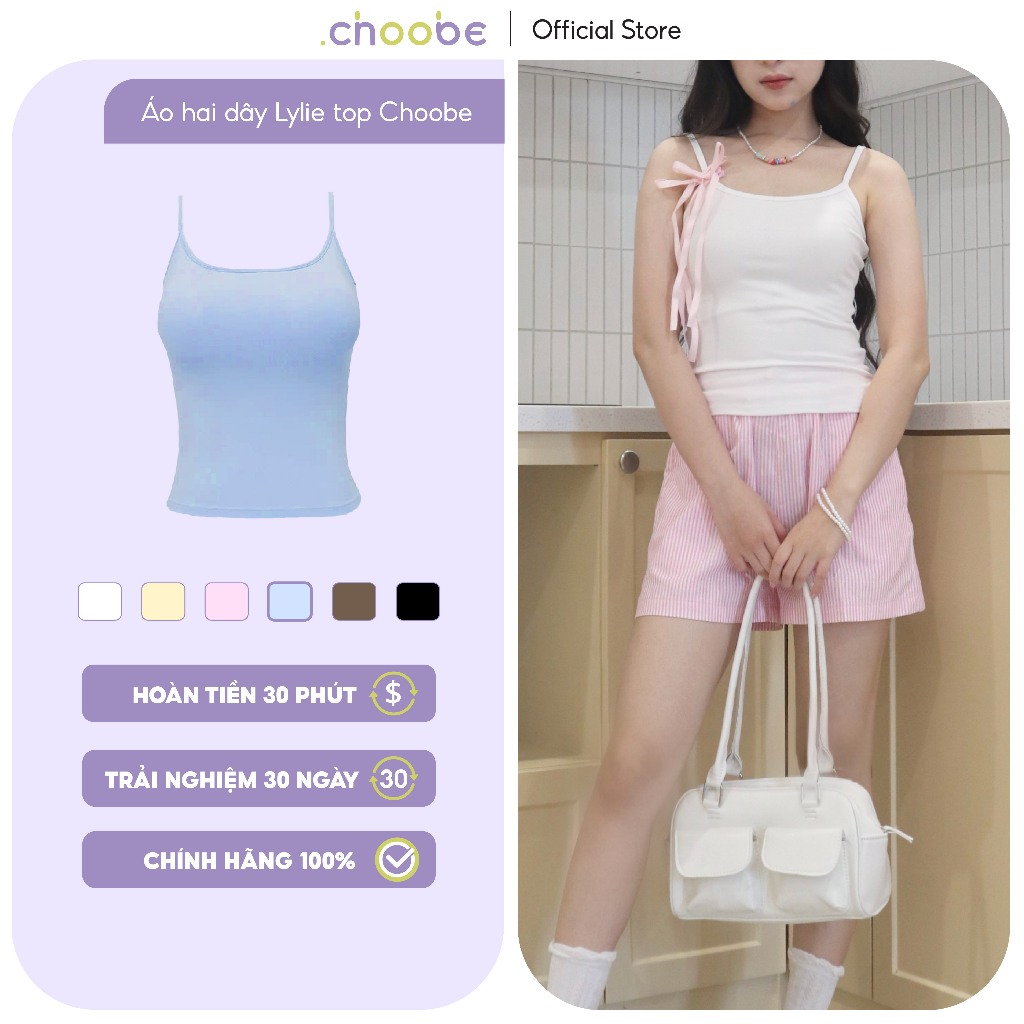 Ảnh Áo hai dây nữ Choobe dáng dài trơn vải cotton 4 chiều co giãn tốt nhiều màu sắc mùa hè A133 1