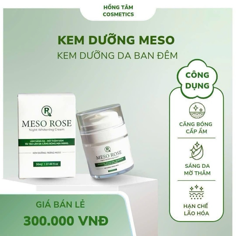Kem Dưỡng Đêm Meso Rose Mul Rose Chính Hãng Cấp Ẩm Sáng Mịn Da 30g