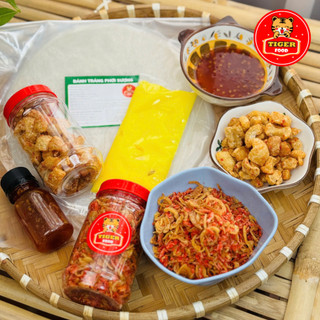 Bánh tráng phơi sương TIGER FOOD - COMBO CHÀO MỪNG [5 Món] - Bánh tráng,muối ruốc hành phi,bơ phô mai,sốt tắc,tóp mỡ