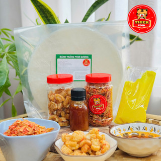 Bánh tráng phơi sương TIGER FOOD - COMBO CHÀO MỪNG [5 Món] - Bánh tráng,muối ruốc hành phi,bơ phô mai,sốt tắc,tóp mỡ