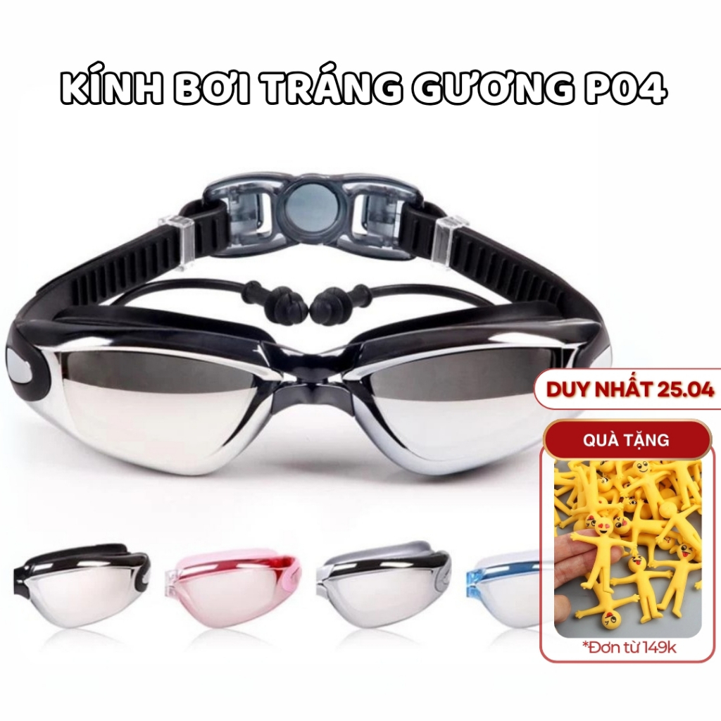 Kính bơi trẻ em và người lớn  PHUONG ANH kiếng bơi chống tia UV kiếng lặn tráng gương kèm bịt tai P04