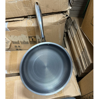(28cm) Chảo Chống Dính Inox  – Đáy Bằng Vân Đá Tổ Ong, Dẫn Nhiệt Nhanh, Dùng Bếp Từ, Gas, Hồng Ngoại