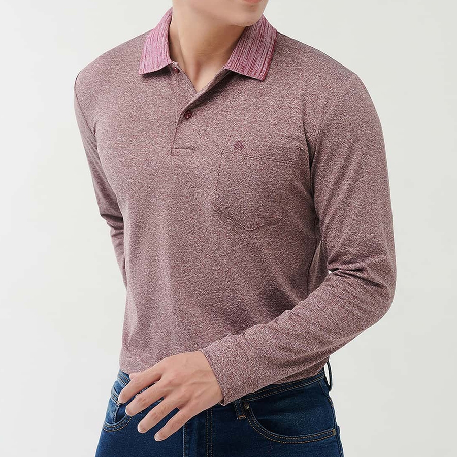 MERRIMAN SALE - Áo Polo Nam Dài Tay Có Cổ, Màu Xám, Đỏ Nhạt, Chất Thể Thao Co Giãn Thoáng Mát