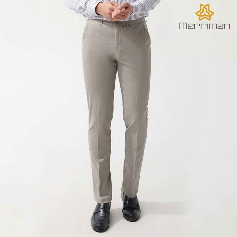 MERRIMAN SALE - Quần Khaki  Nam Cao cấp Không Ly Màu Đen, Xám Họa Tiết Trơn, Form Classic, Cotton