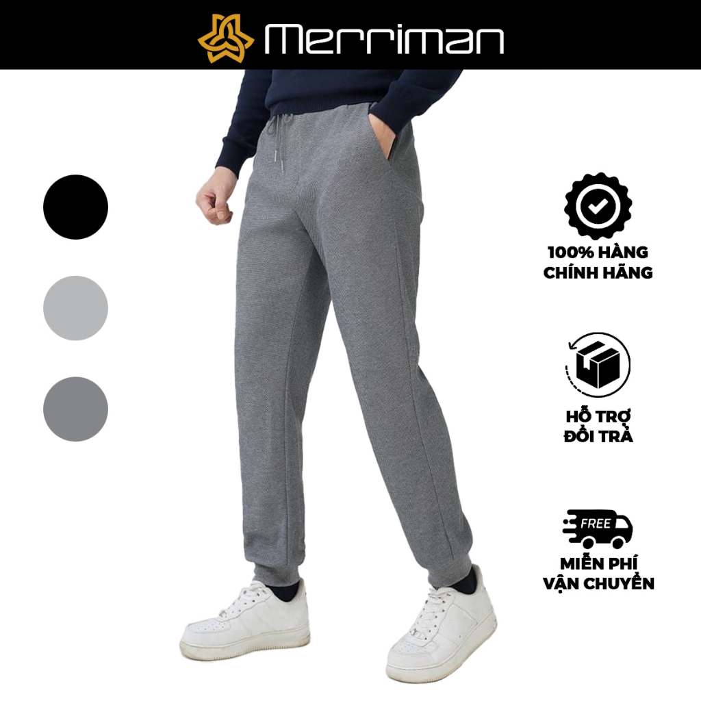 MERRIMAN SALE - Quần Jogger Thê Thao Nam Cao Cấp, Màu Đen, Xám, Xám Đậm, Chất Nỉ Co Giãn Dày Dặn