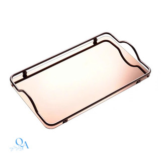 Khay inox tráng gương decor đựng phụ kiện trang điểm, mỹ phẩm | khay bê đồ đựng bình cốc, trà, bánh