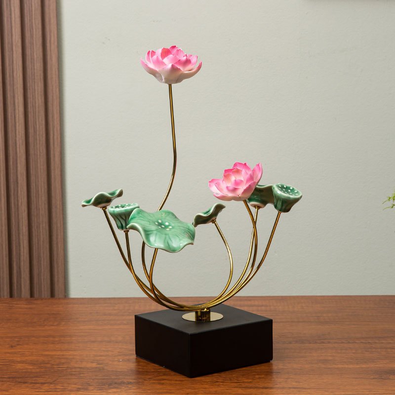 Decor hoa sen sứ trắng trang trí nhà cửa, quà tặng, tân gia, trang trí kệ tivi, tủ,bàn