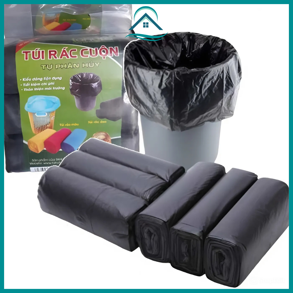Set 3 túi đựng rác tự phân hủy, cuộn túi rác an toàn, giữ vệ sinh môi trường size 55x65cm nặng nửa ký