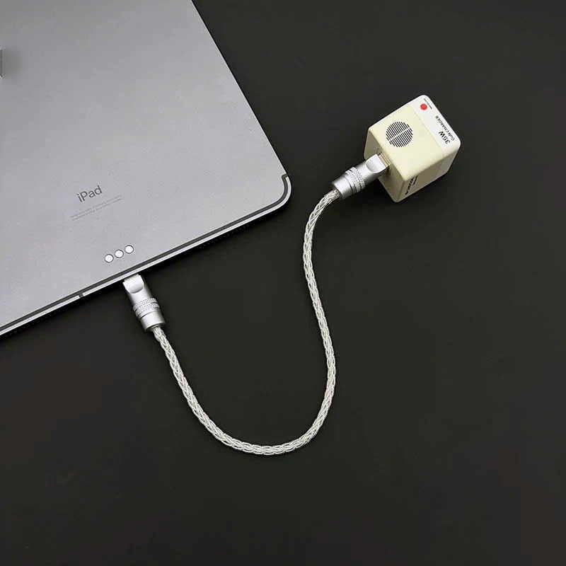 Dây Cáp Sạc Nhanh 60W PD - Ngắn 25cm - Type C to C/ Type C to L - Bện 8 sợi mềm - Bảo Hành 6 Tháng
