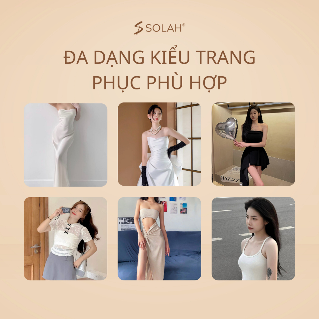 Miếng Dán Nâng Ngực Silicone 2 Dây Quai Có Độn SOLAH Mặc Áo Váy Hở Lưng Xẻ Vai Đi Biển Tiệc Hè BR08