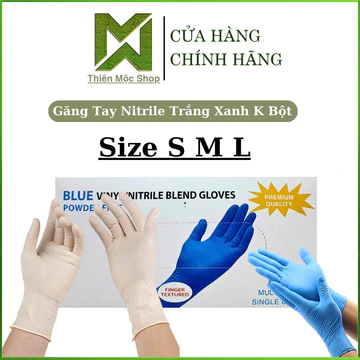 Găng Tay Y Tế Nitrile Xanh Trắng Bao Tay Y Tế Không Bột | Hộp 100 Chiếc Dùng Cho Y Tế Spa Thẩm Mỹ Viên