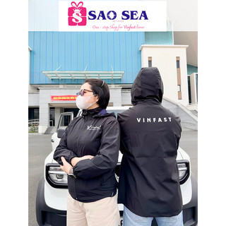 Áo khoác Vinfast nam nữ có mũ 2 lớp, freesize dưới 90kg, unisex, chống nước nhẹ. Vinfast windproof jacket