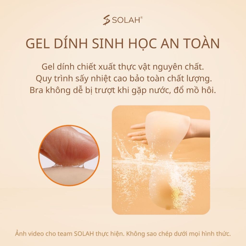 Miếng Dán Ngực Silicone Có Dây Chống Tuột SOLAH Mút Liền Nơ Thể Thao Nhảy Nhót Áo Váy Ôm Body BR09