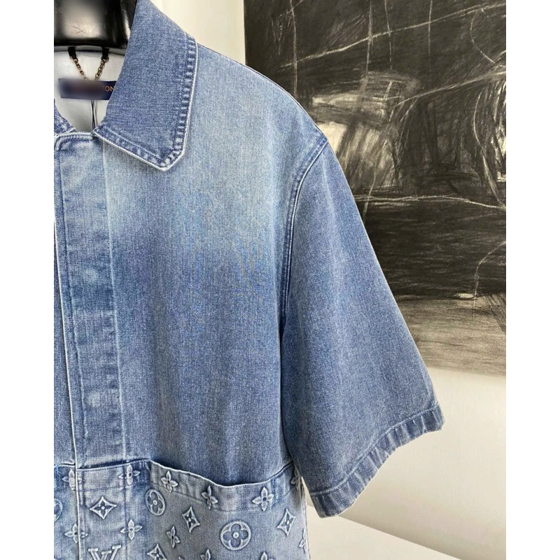 ⚡️[Hight Quality] Áo Sơ Mi Denim 1-\/ Cộc Tay Carpente1 Short Sleeve - Điểm Nhấn Logo Nổi Phối Túi Cao Cấp Street Wear
