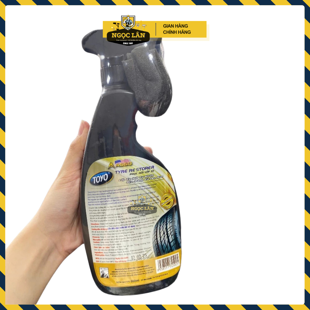 Chai xịt bóng vỏ lốp xe Toyo 600ml làm mới tự nhiên, mịn màng và đen mun công nghệ Nano cao cấp