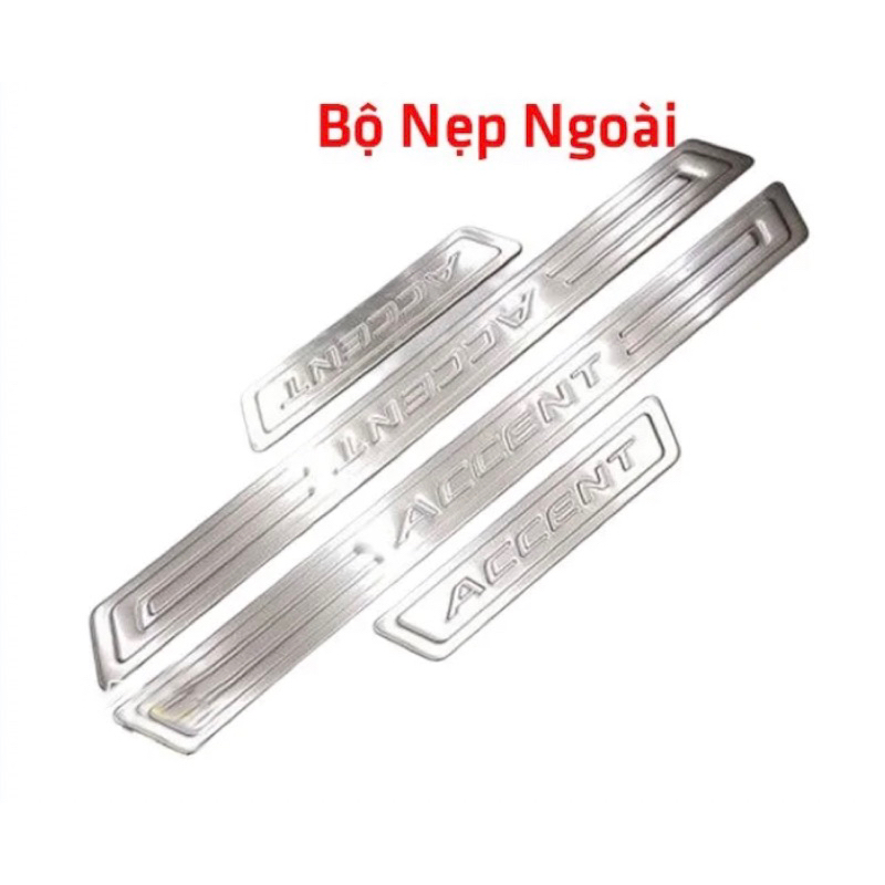 Ốp bậc cửa, nẹp bước chân xe Huyndai Accent 2018-2023 inox sáng bóng