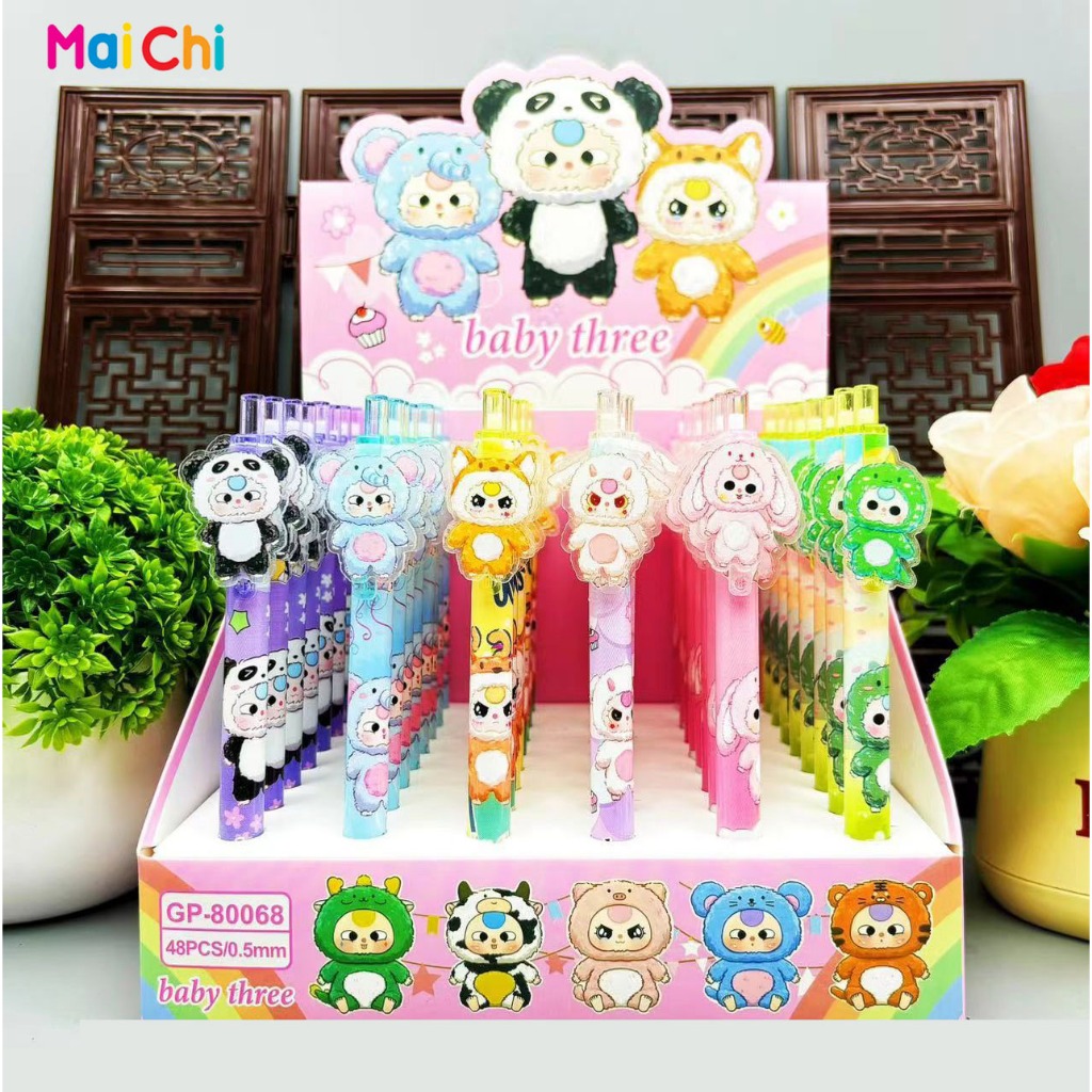 Bút gắn charm BabyThree bút gel bấm mực xanh | Shopee Việt Nam