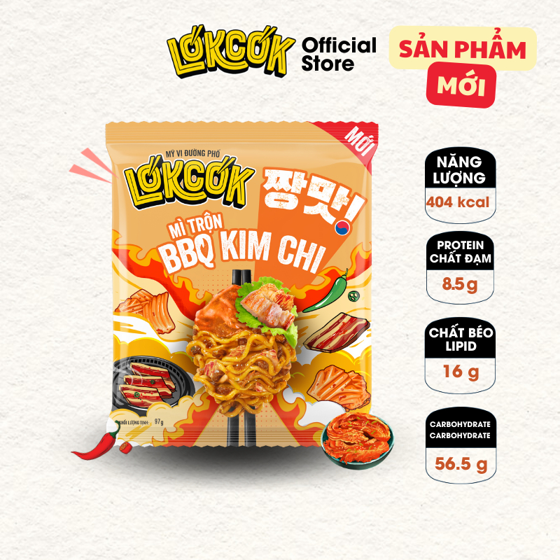 [Chính Hãng] Combo 6 Gói Mì Trộn Xốt BBQ Kim Chi LOKCOK 6 Gói x 97G