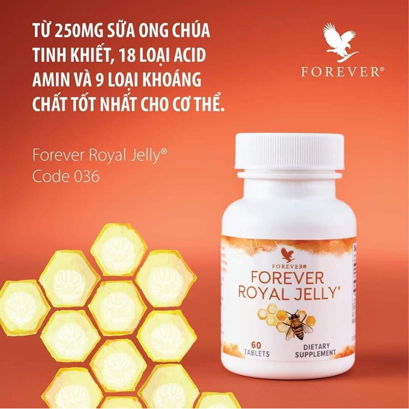 Viên Sữa Ong Chúa Forever Royal Jelly #036FLP. Tăng Cường Sức Khỏe, Trẻ Hóa Làn Da. Lọ 60 Viên