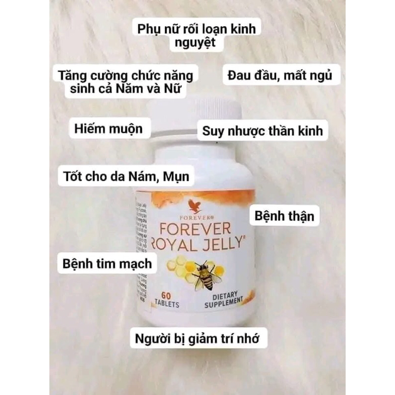 Viên Sữa Ong Chúa Forever Royal Jelly #036FLP. Tăng Cường Sức Khỏe, Trẻ Hóa Làn Da. Lọ 60 Viên